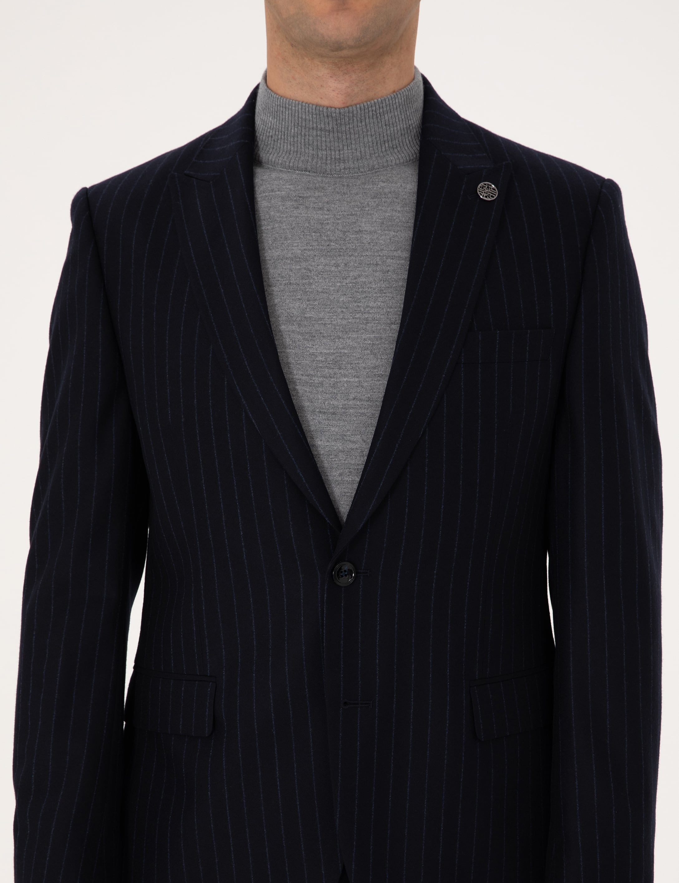 Lacivert Slim Fit %100 Yün Takım Elbise - Image 7