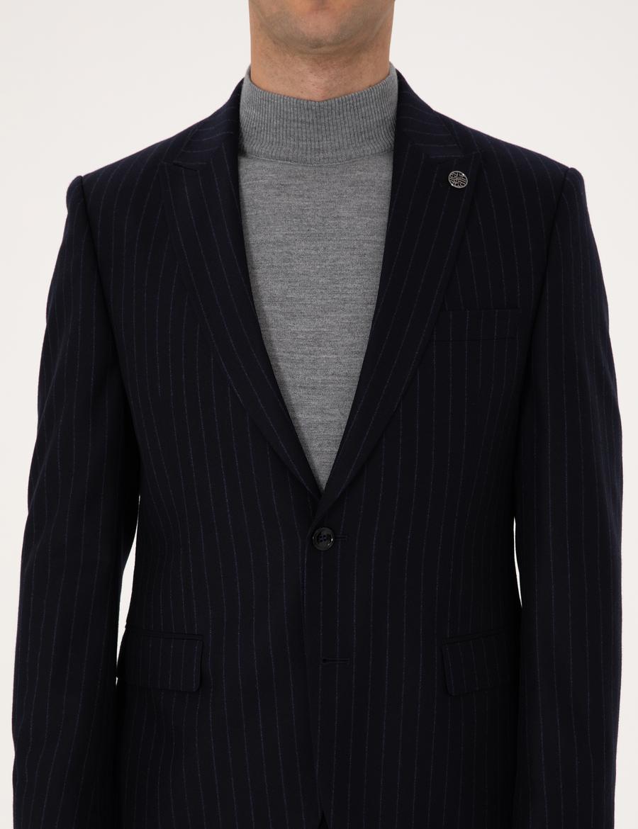 Lacivert Slim Fit %100 Yün Takım Elbise