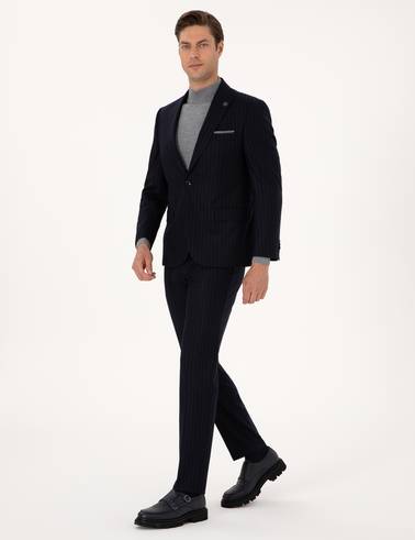 Lacivert Slim Fit %100 Yün Takım Elbise