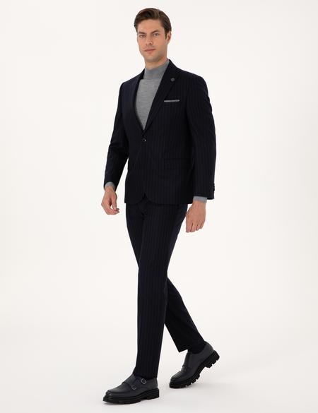 Lacivert Slim Fit %100 Yün Takım Elbise - 50311235056