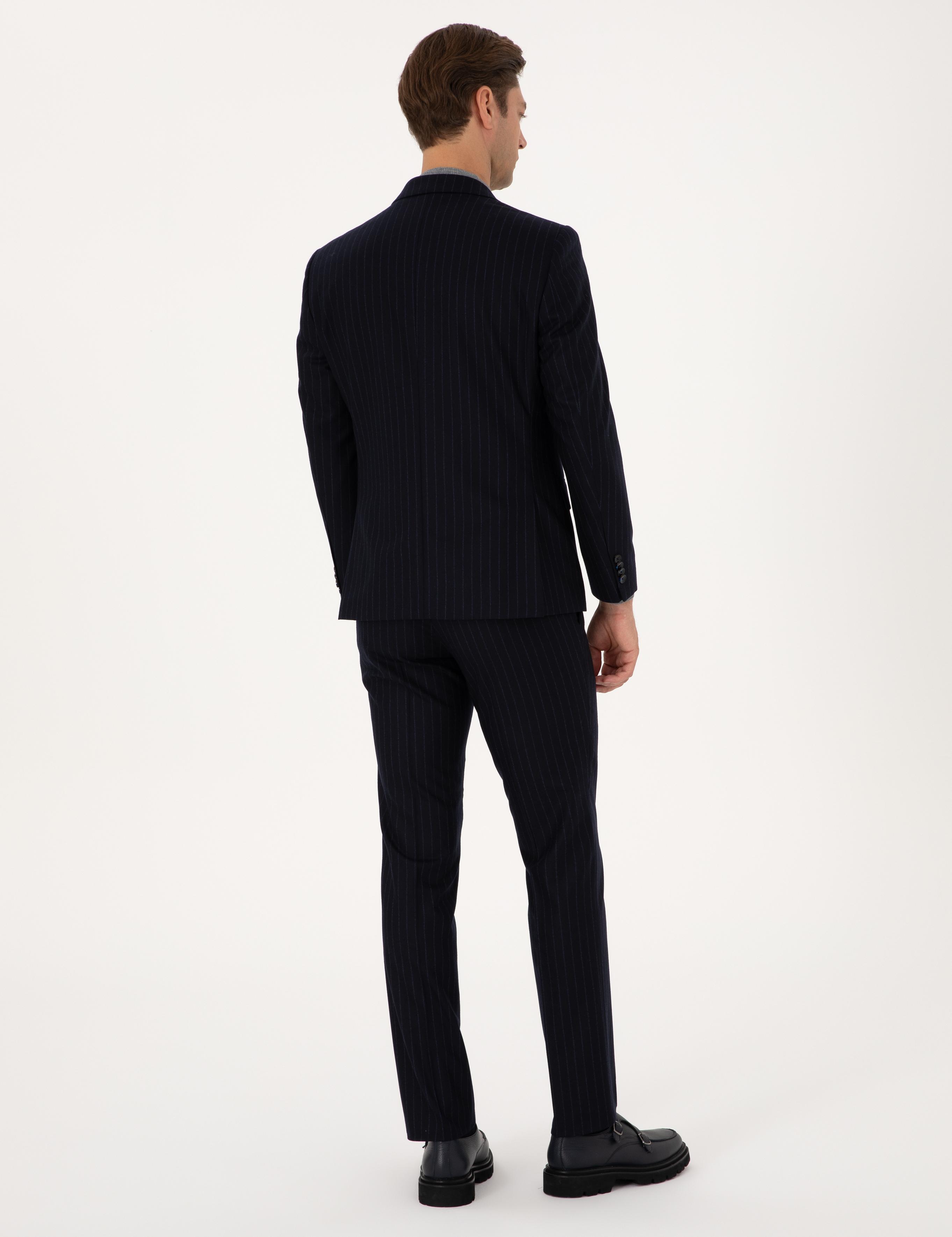 Lacivert Slim Fit %100 Yün Takım Elbise