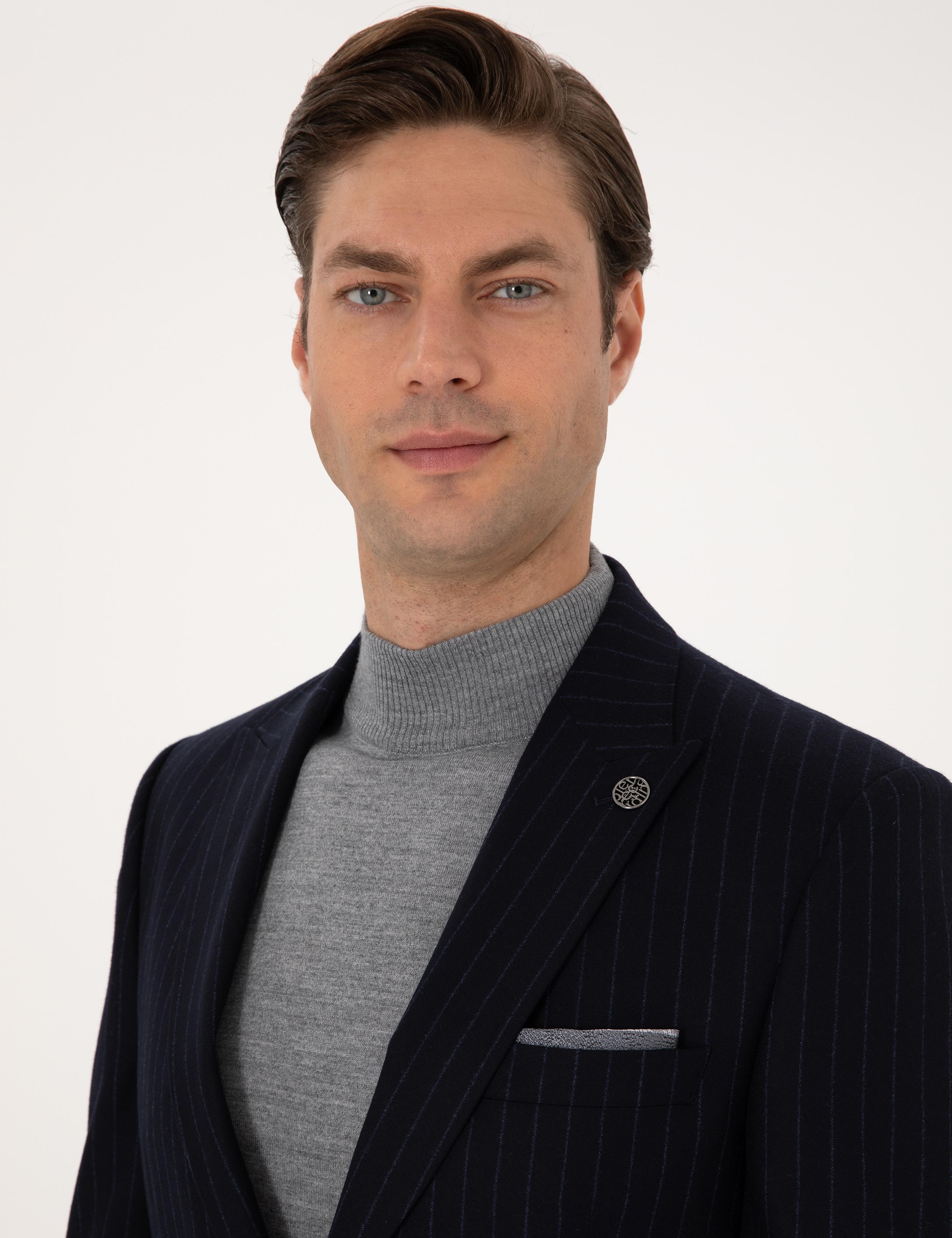 Lacivert Slim Fit %100 Yün Takım Elbise