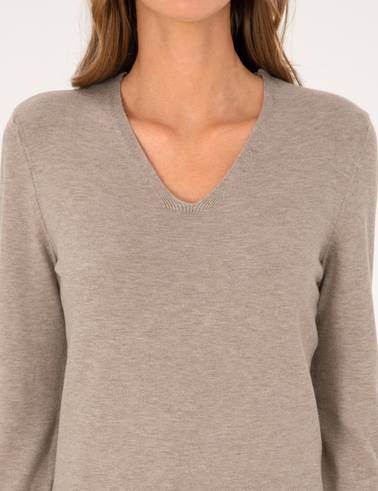 Vizon Slim Fit V Yaka Basic Kazak
