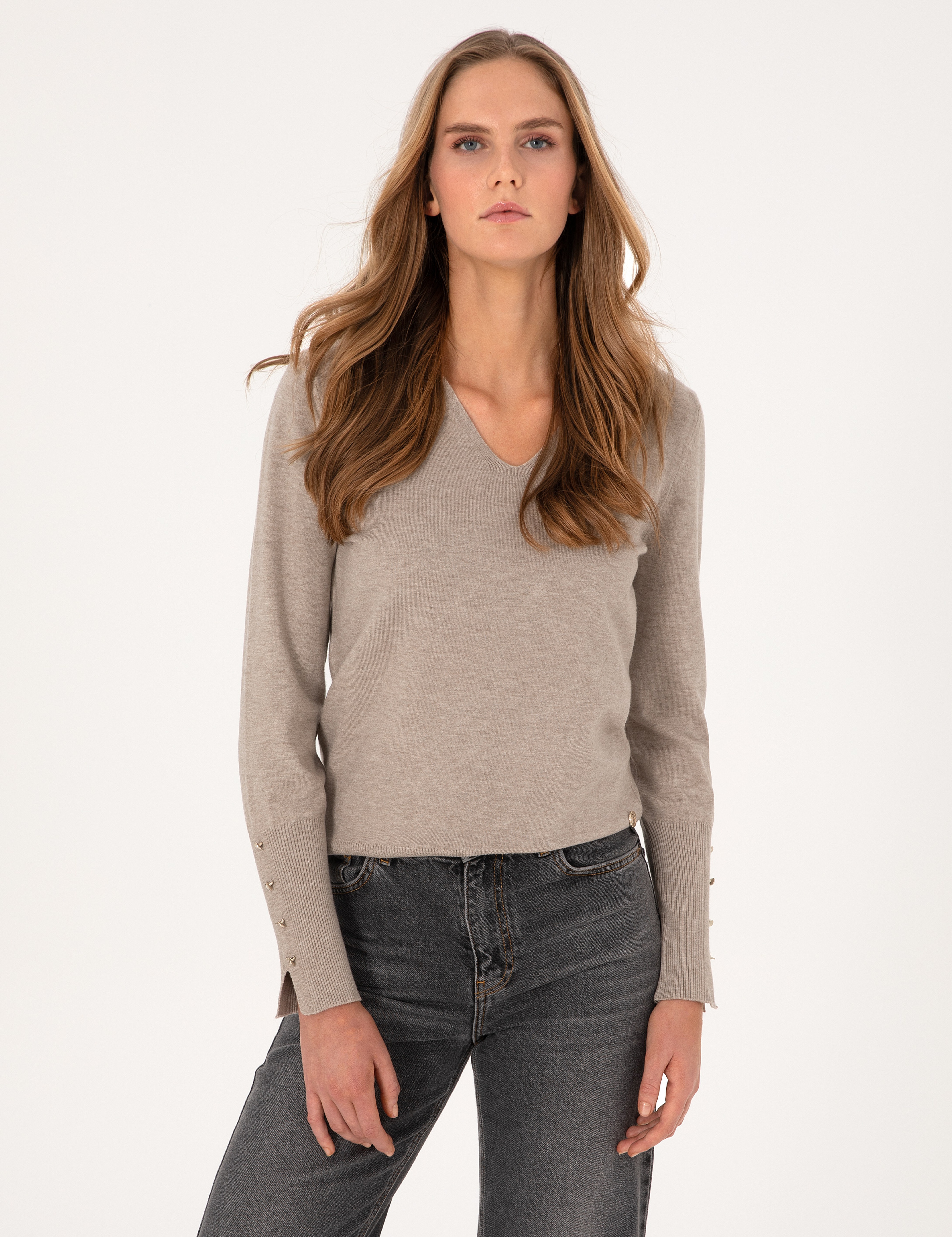 Vizon Slim Fit V Yaka Basic Kazak - Image 1