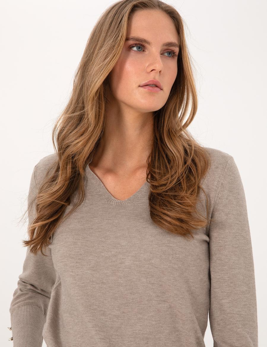 Vizon Slim Fit V Yaka Basic Kazak