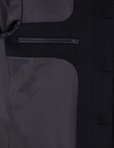 Lacivert Slim Fit Kaşe Kaban