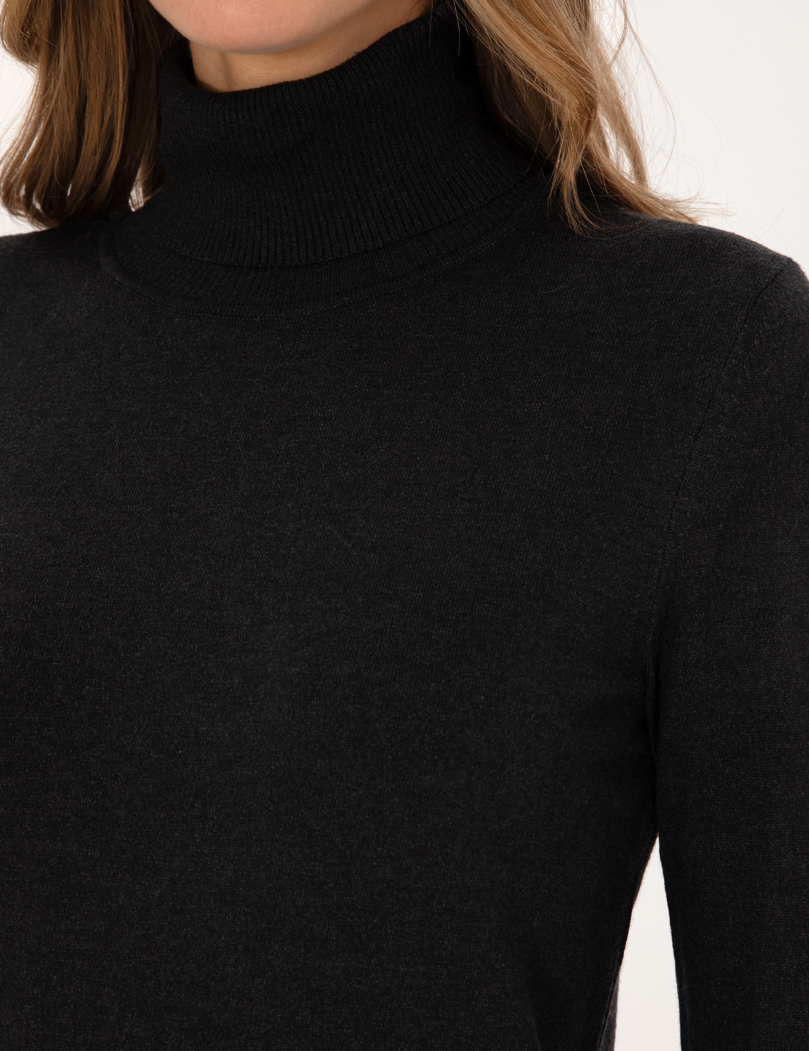 Antrasit Slim Fit Balıkçı Yaka Basic Kazak