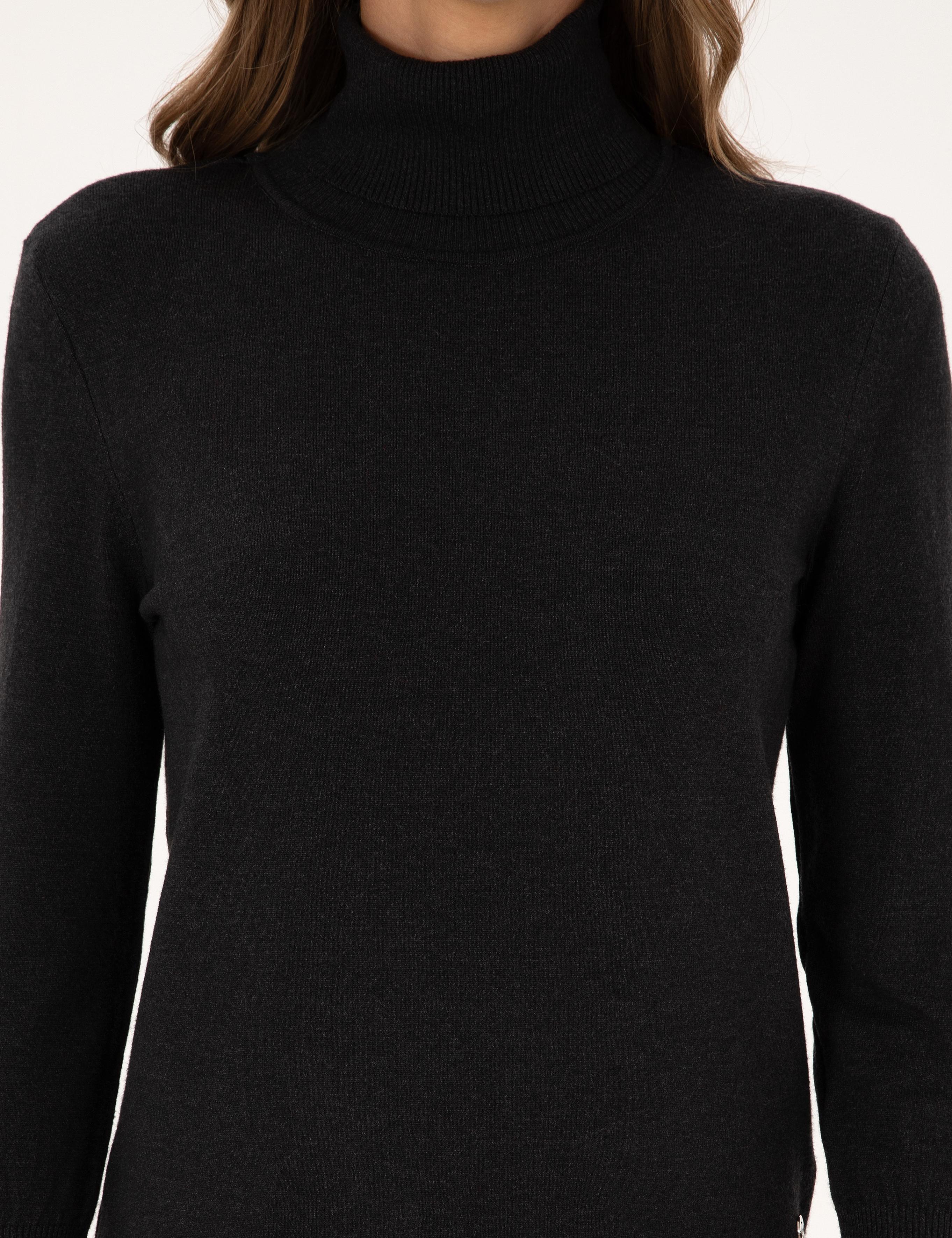 Antrasit Slim Fit Balıkçı Yaka Basic Kazak