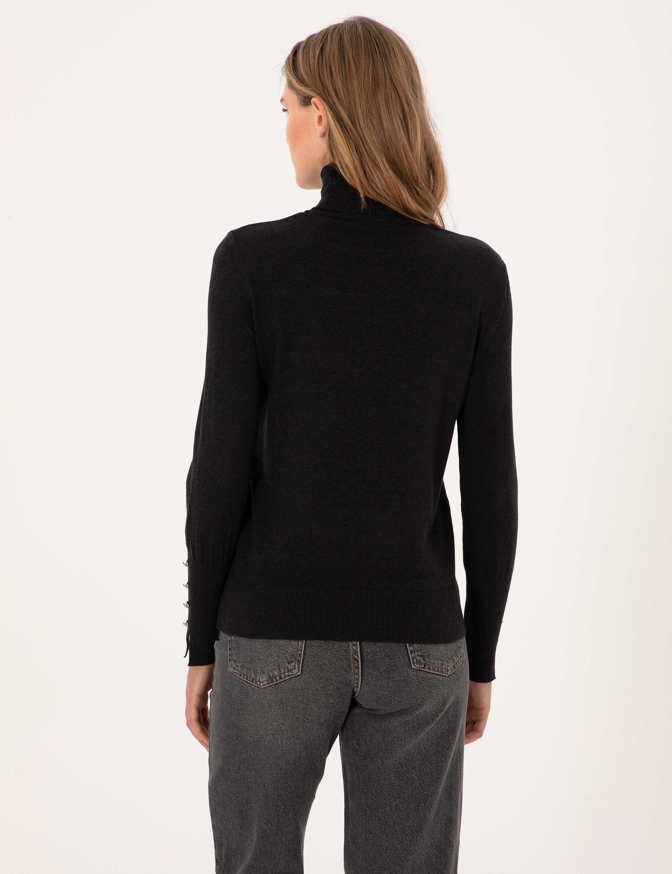 Antrasit Slim Fit Balıkçı Yaka Basic Kazak