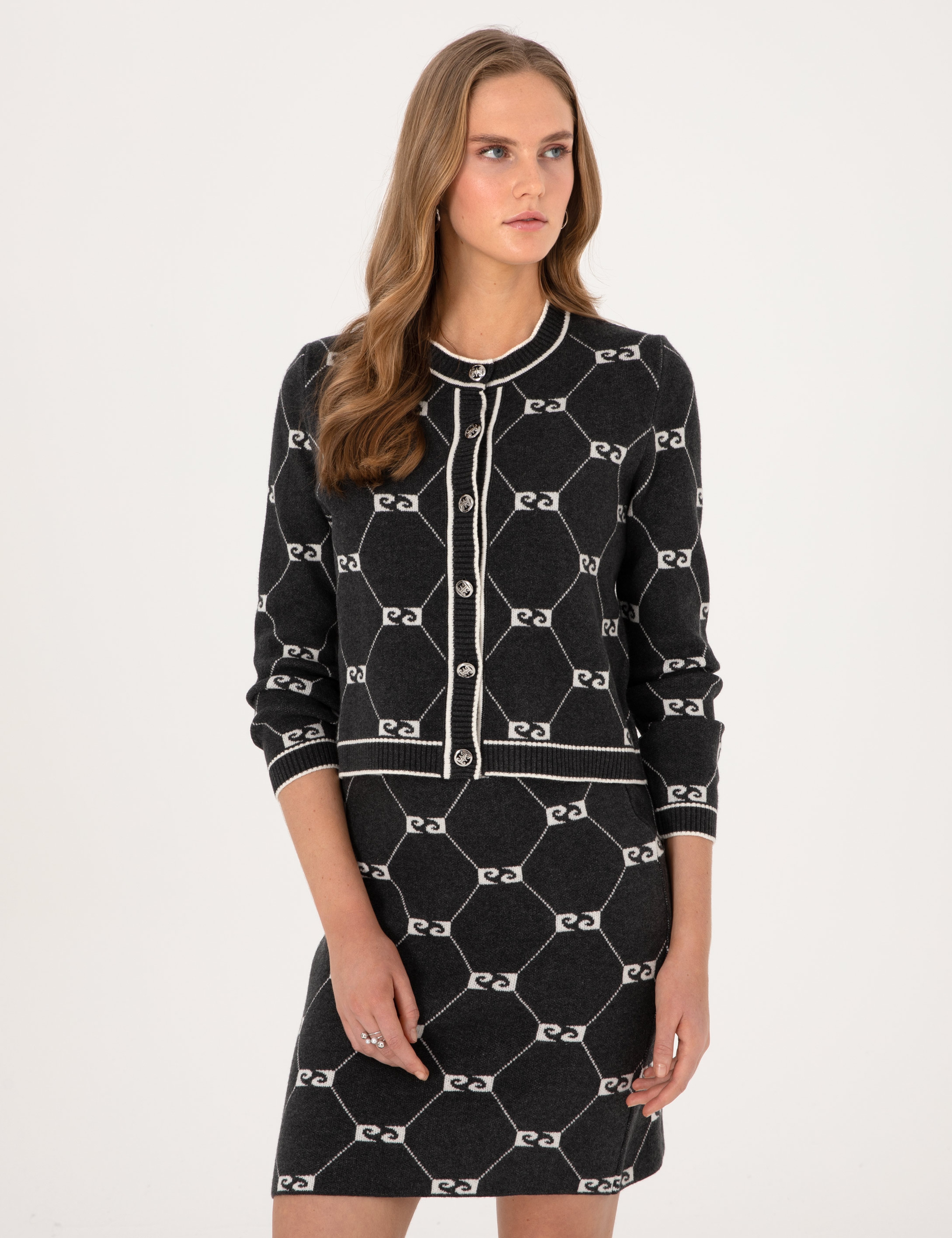 Antrasit Slim Fit Triko Hırka