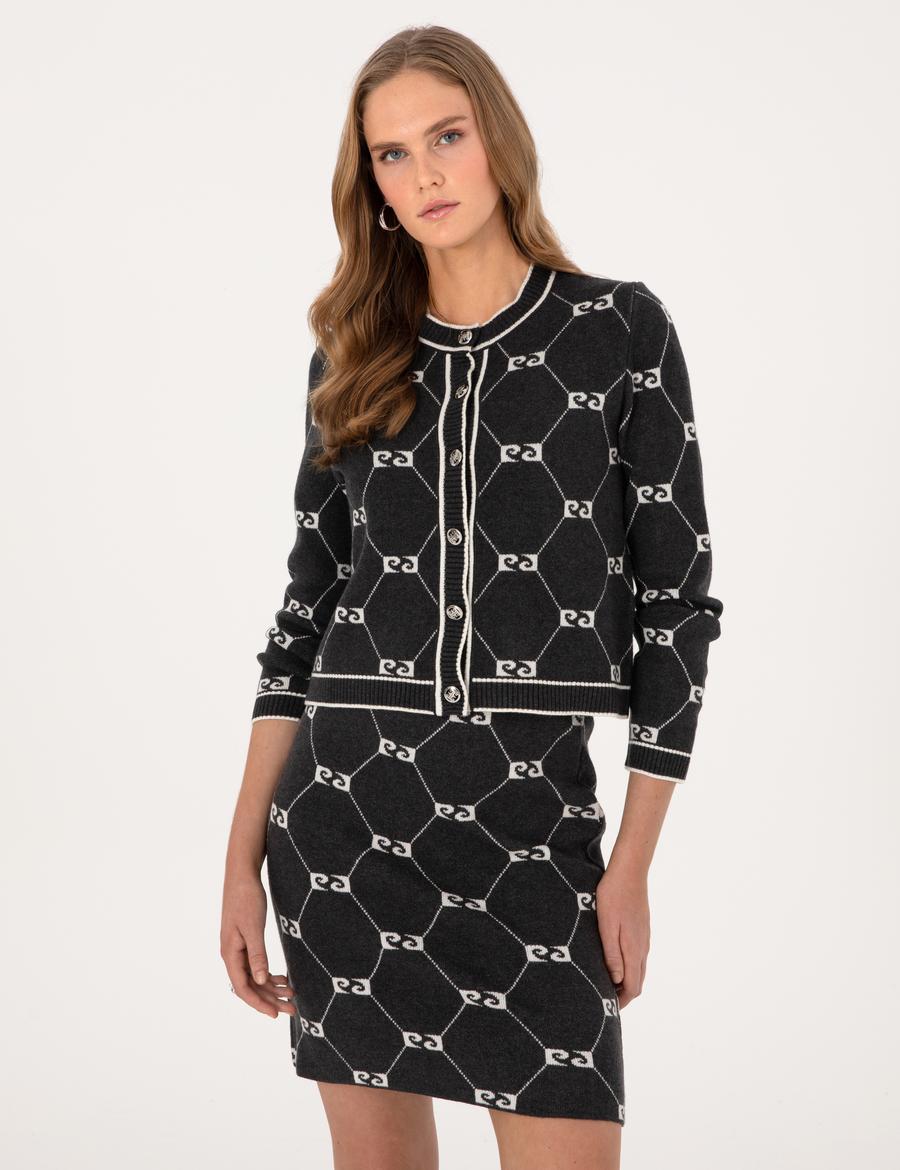 Antrasit Slim Fit Triko Hırka