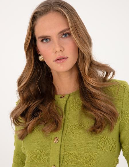 Yeşil Slim Fit Triko Hırka - 50310960006