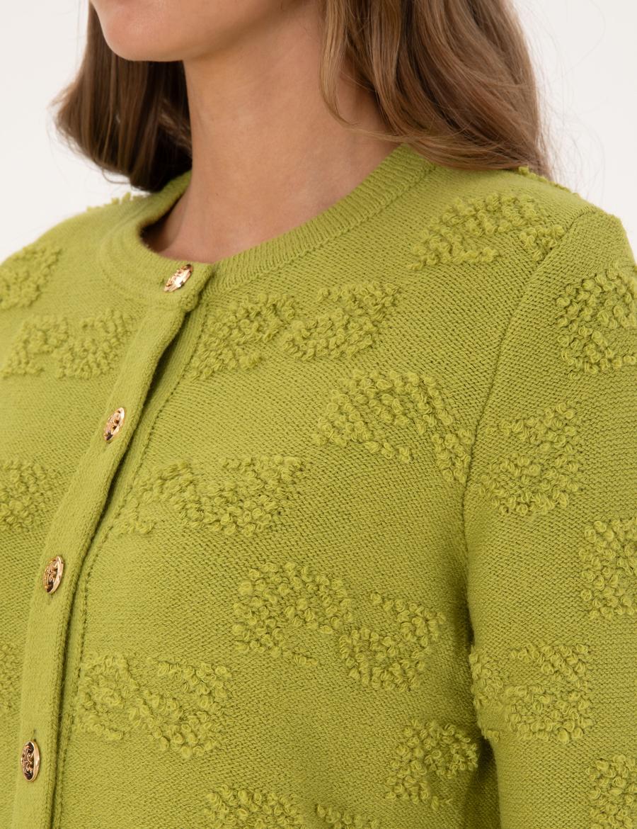 Yeşil Slim Fit Triko Hırka