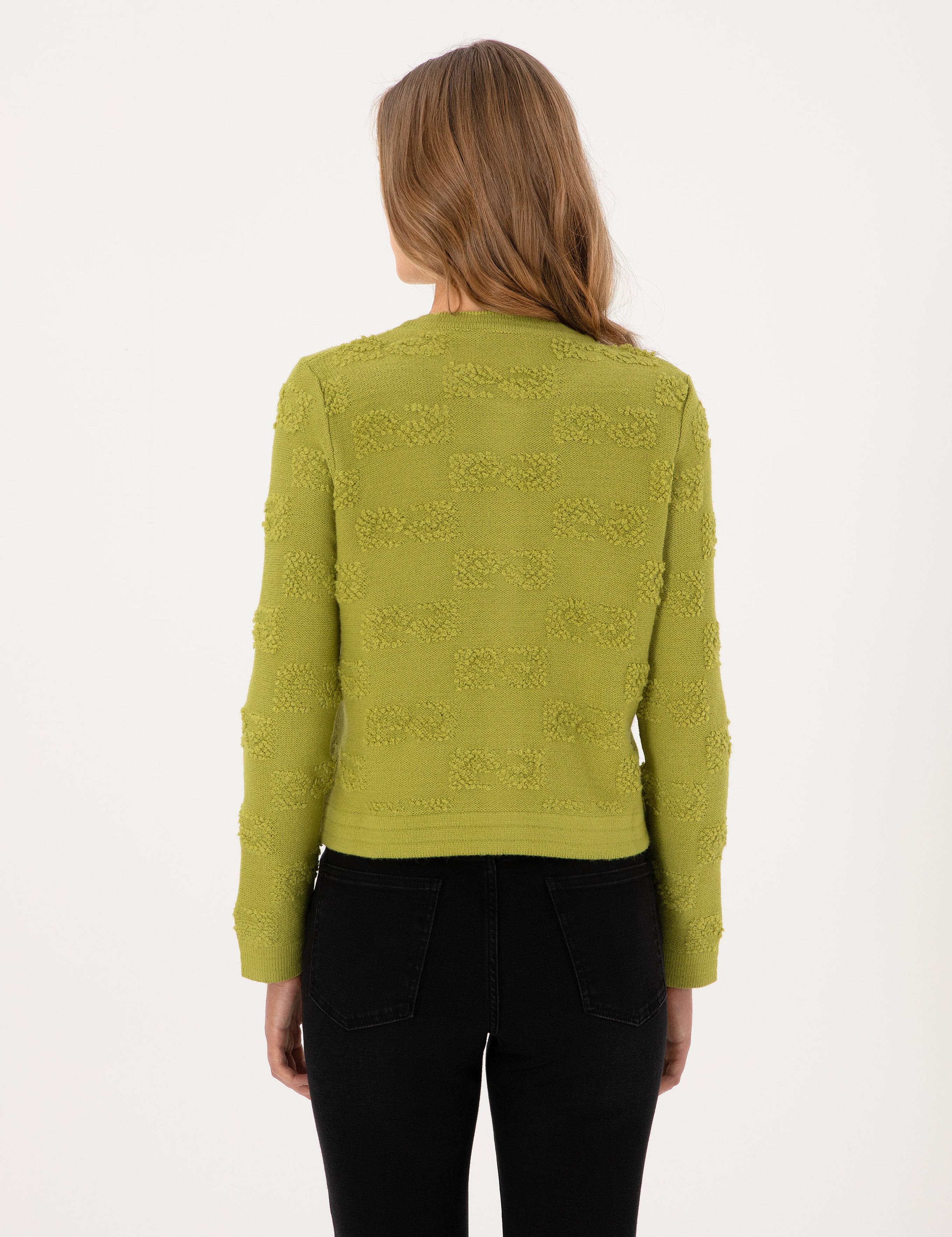 Yeşil Slim Fit Triko Hırka