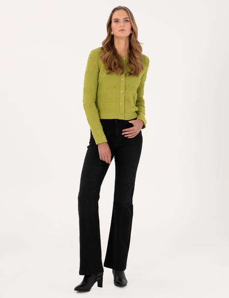 Yeşil Slim Fit Triko Hırka - 50310960006