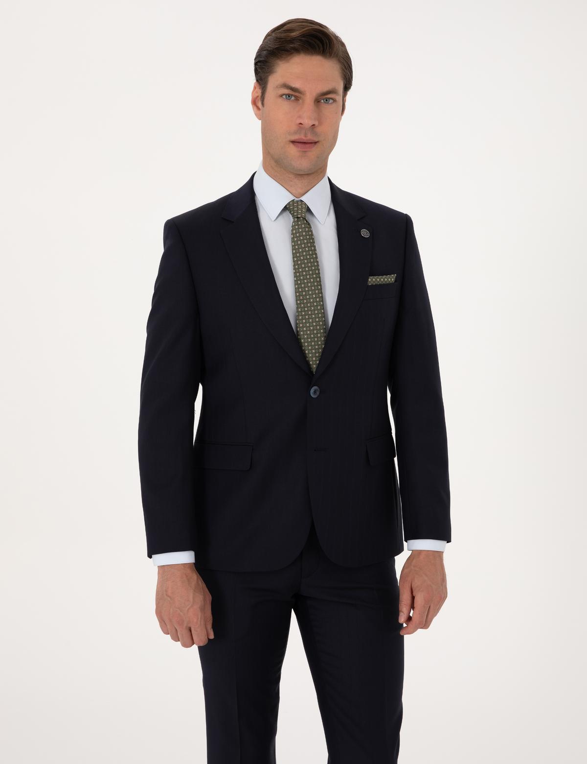 Lacivert Slim Fit %100 Yün Takım Elbise - 50311217062