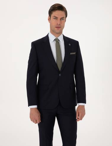 Lacivert Slim Fit %100 Yün Takım Elbise