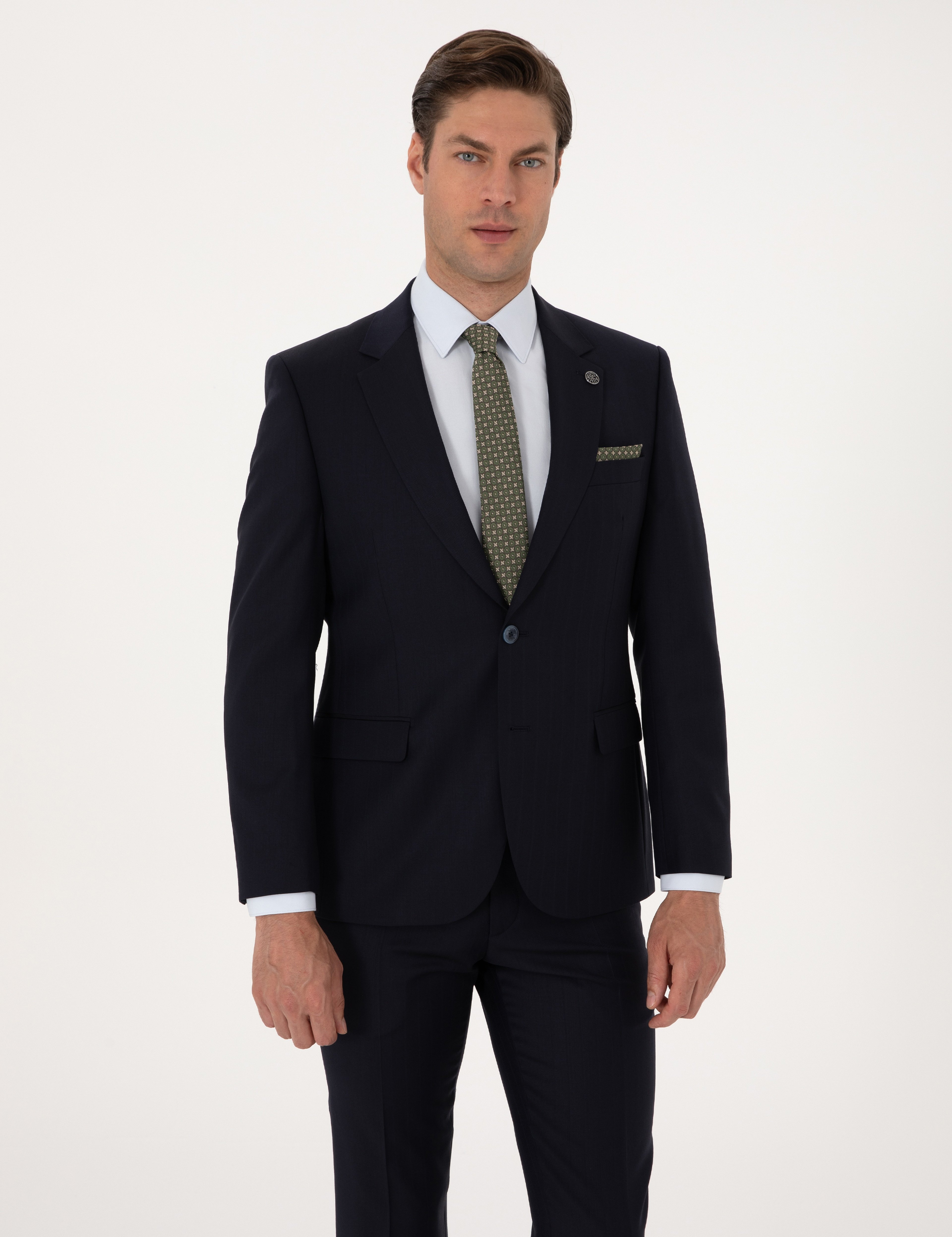 Lacivert Slim Fit %100 Yün Takım Elbise - Image 3