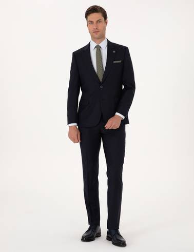 Lacivert Slim Fit %100 Yün Takım Elbise