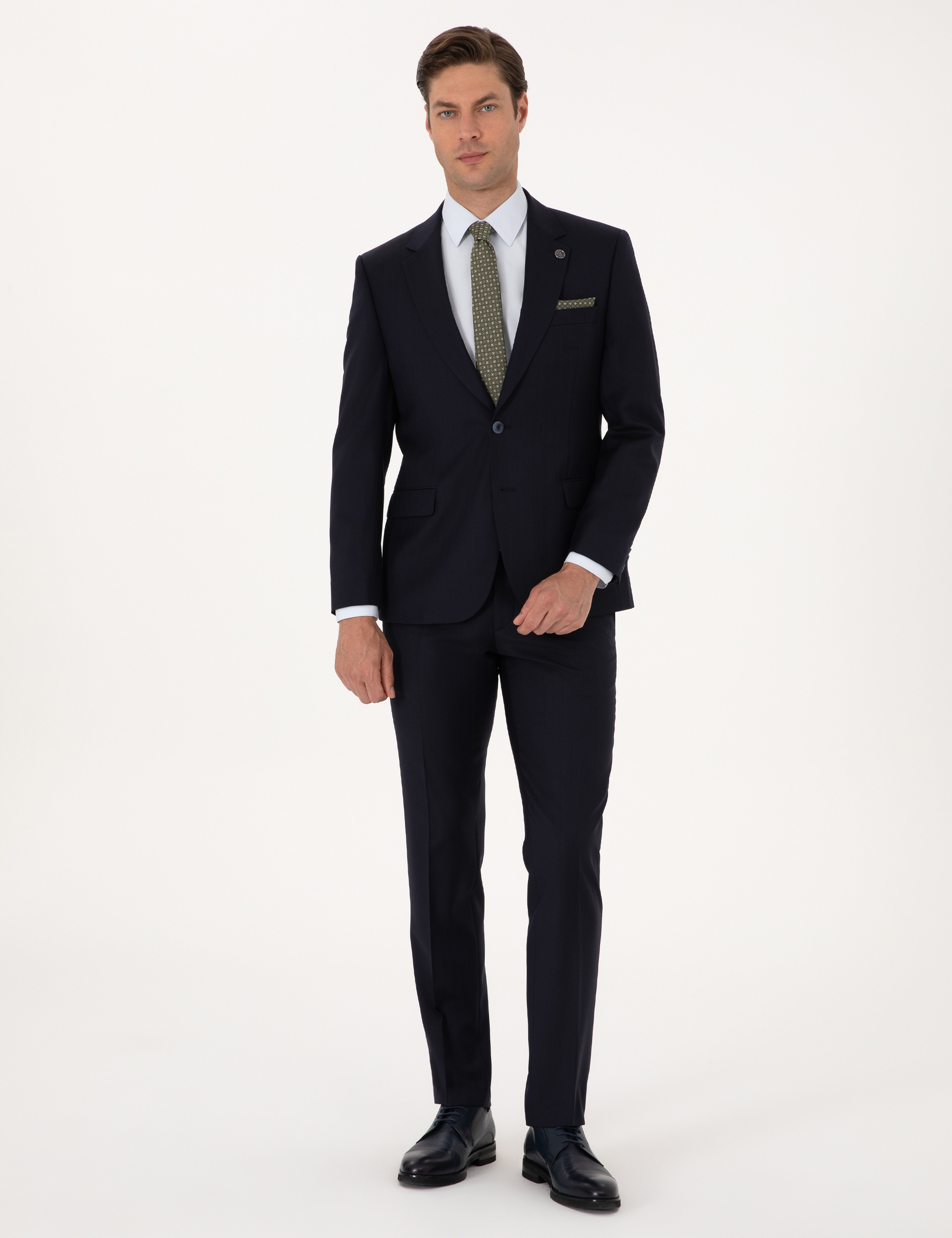 Lacivert Slim Fit %100 Yün Takım Elbise