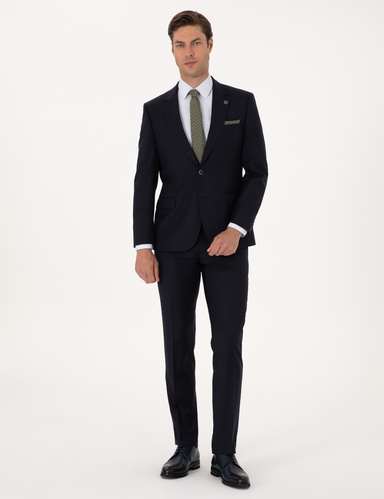 Lacivert Slim Fit %100 Yün Takım Elbise