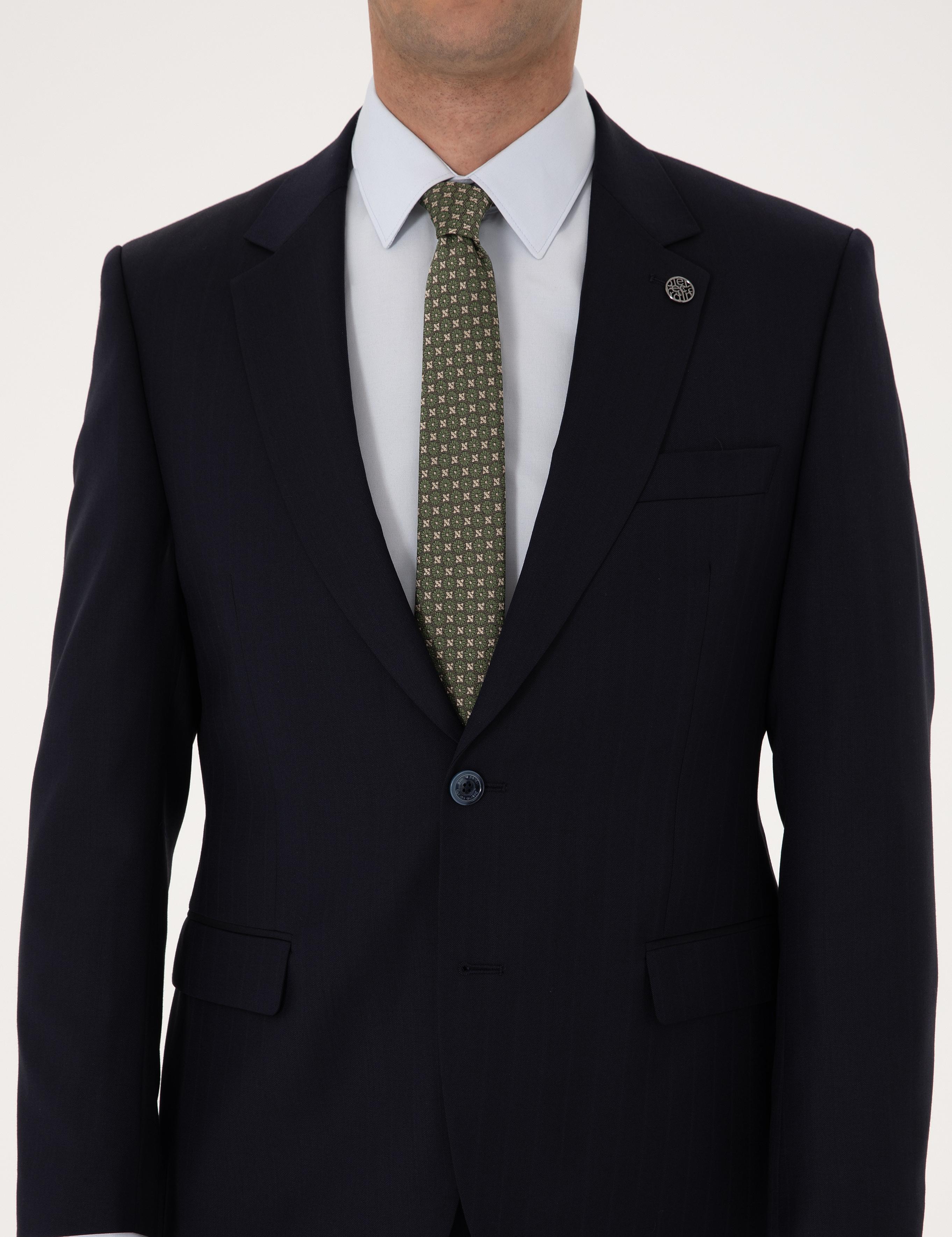 Lacivert Slim Fit %100 Yün Takım Elbise