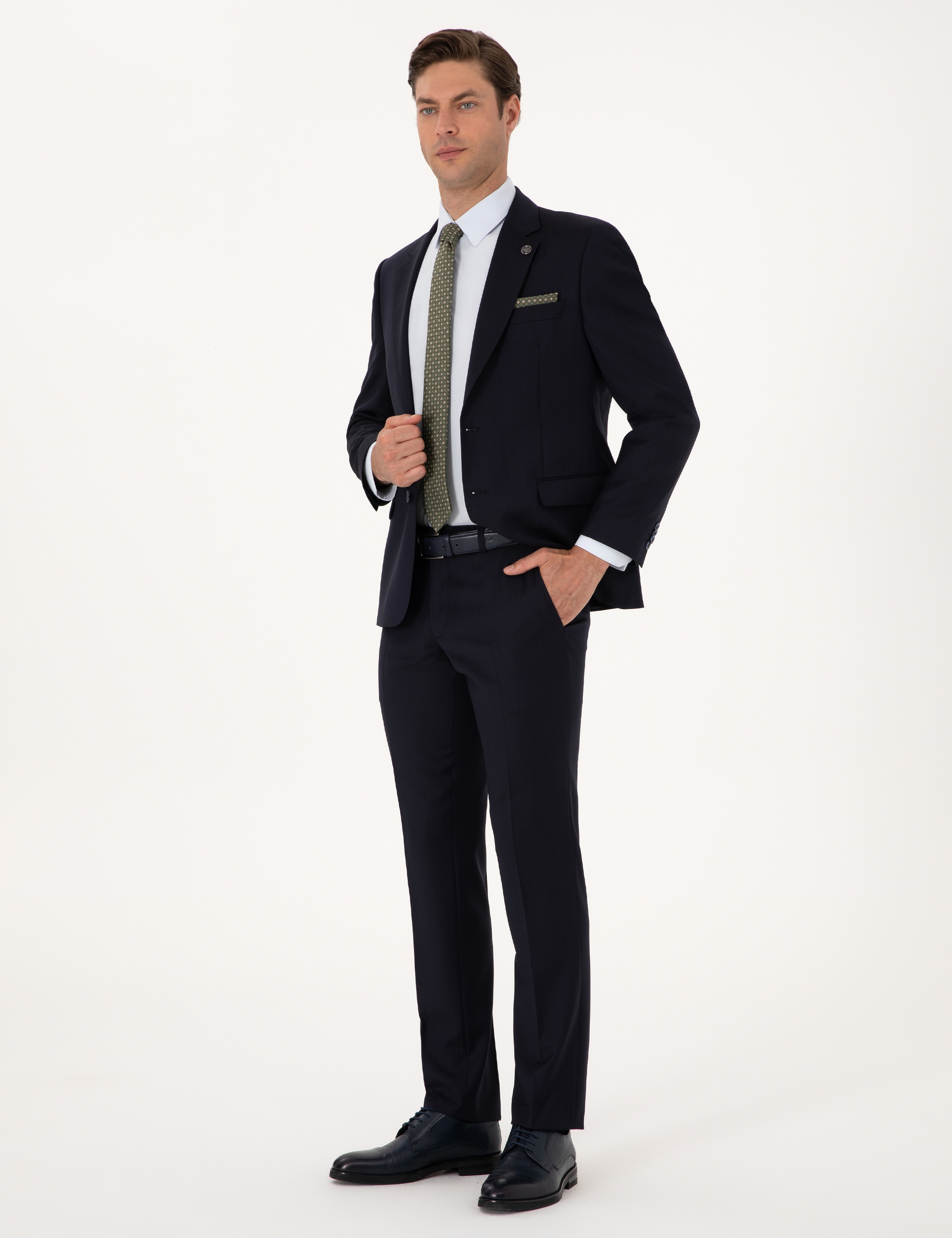 Lacivert Slim Fit %100 Yün Takım Elbise - Image 4