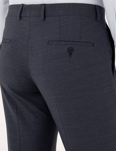 Koyu Mavi Slim Fit Yün Karışımlı Kumaş Pantolon
