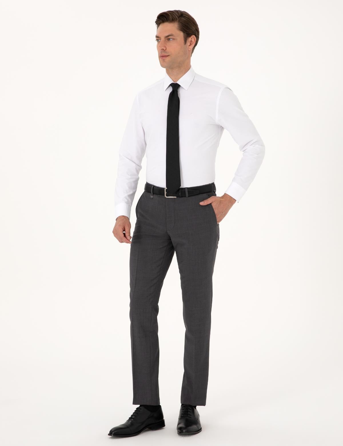 Füme Slim Fit Yün Karışımlı Kumaş Pantolon