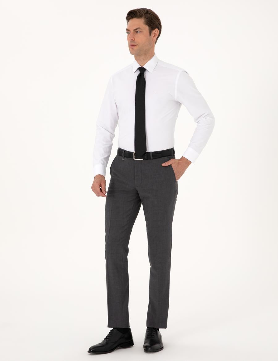 Füme Slim Fit Yün Karışımlı Kumaş Pantolon