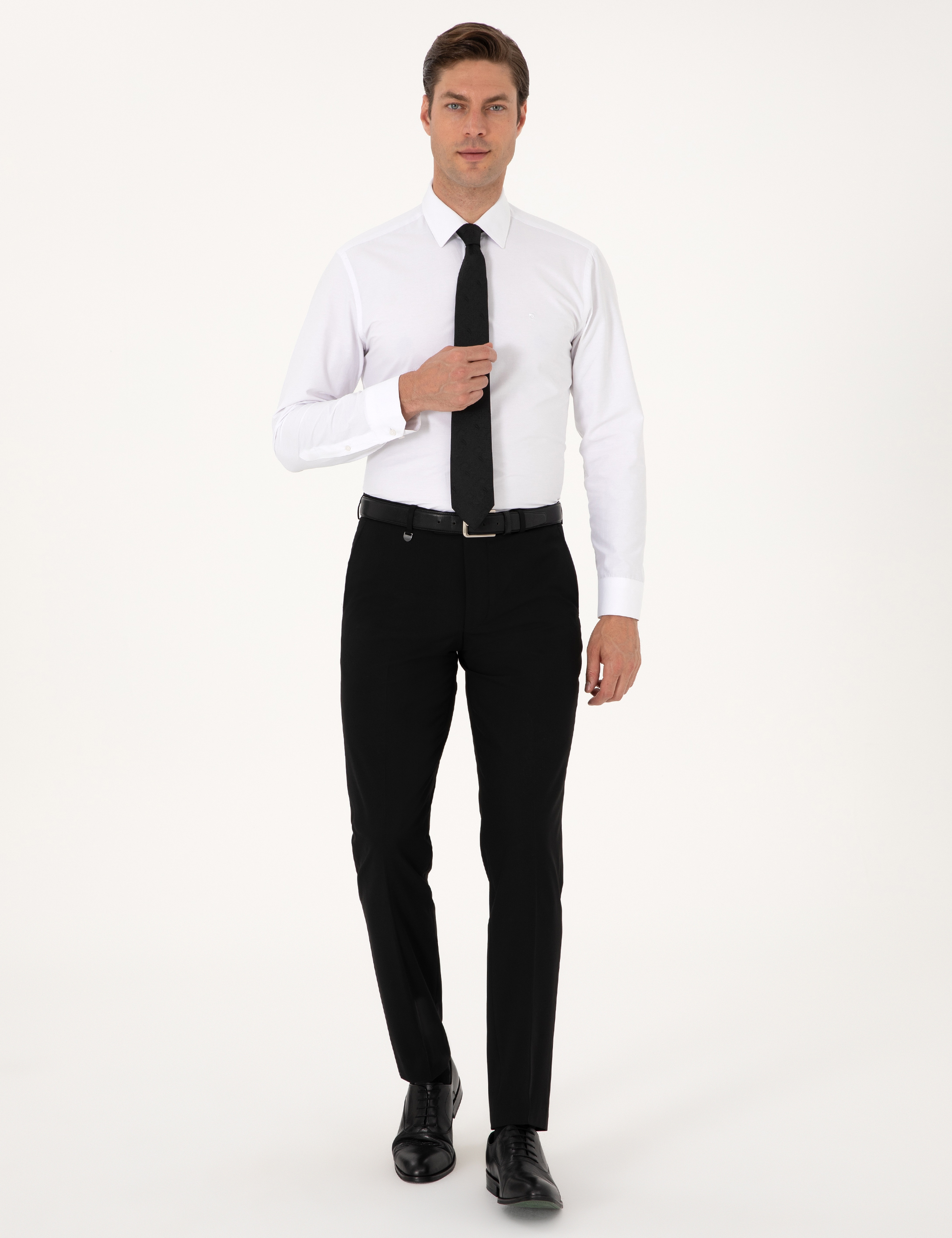 Siyah Slim Fit Kumaş Pantolon - Image 1
