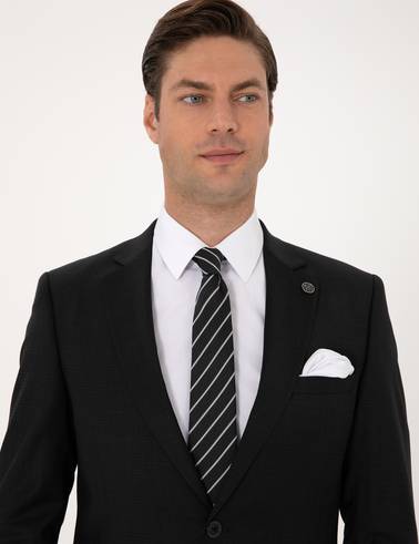 Siyah Ex. Slim Fit Yün Karışımlı Takım Elbise