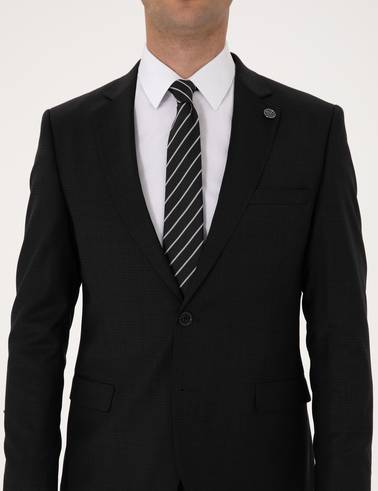 Siyah Ex. Slim Fit Yün Karışımlı Takım Elbise