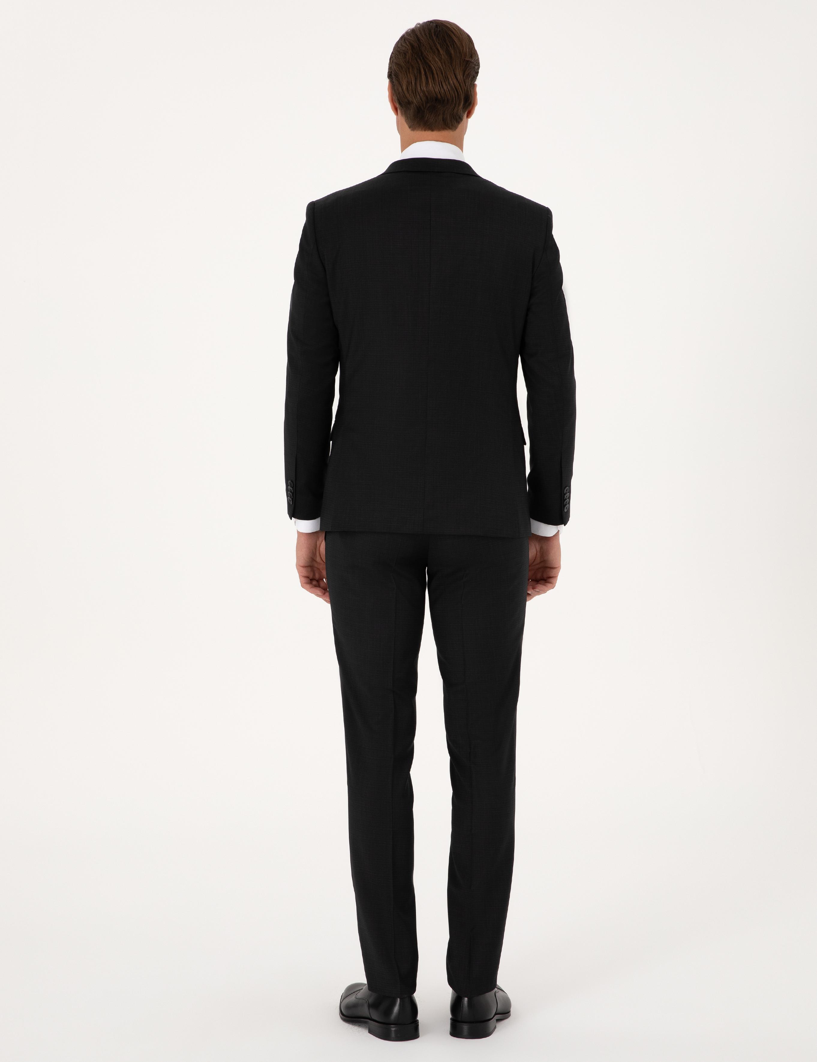 Siyah Ex. Slim Fit Yün Karışımlı Takım Elbise