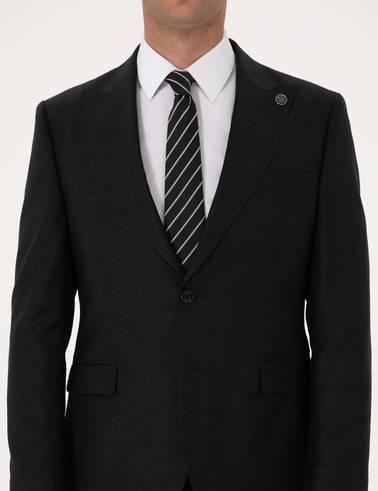Antrasit Slim Fit Yün Kaşmir Karışımlı Takım Elbise