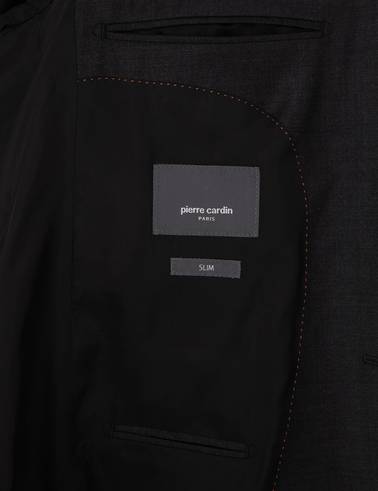 Antrasit Slim Fit Yün Kaşmir Karışımlı Takım Elbise