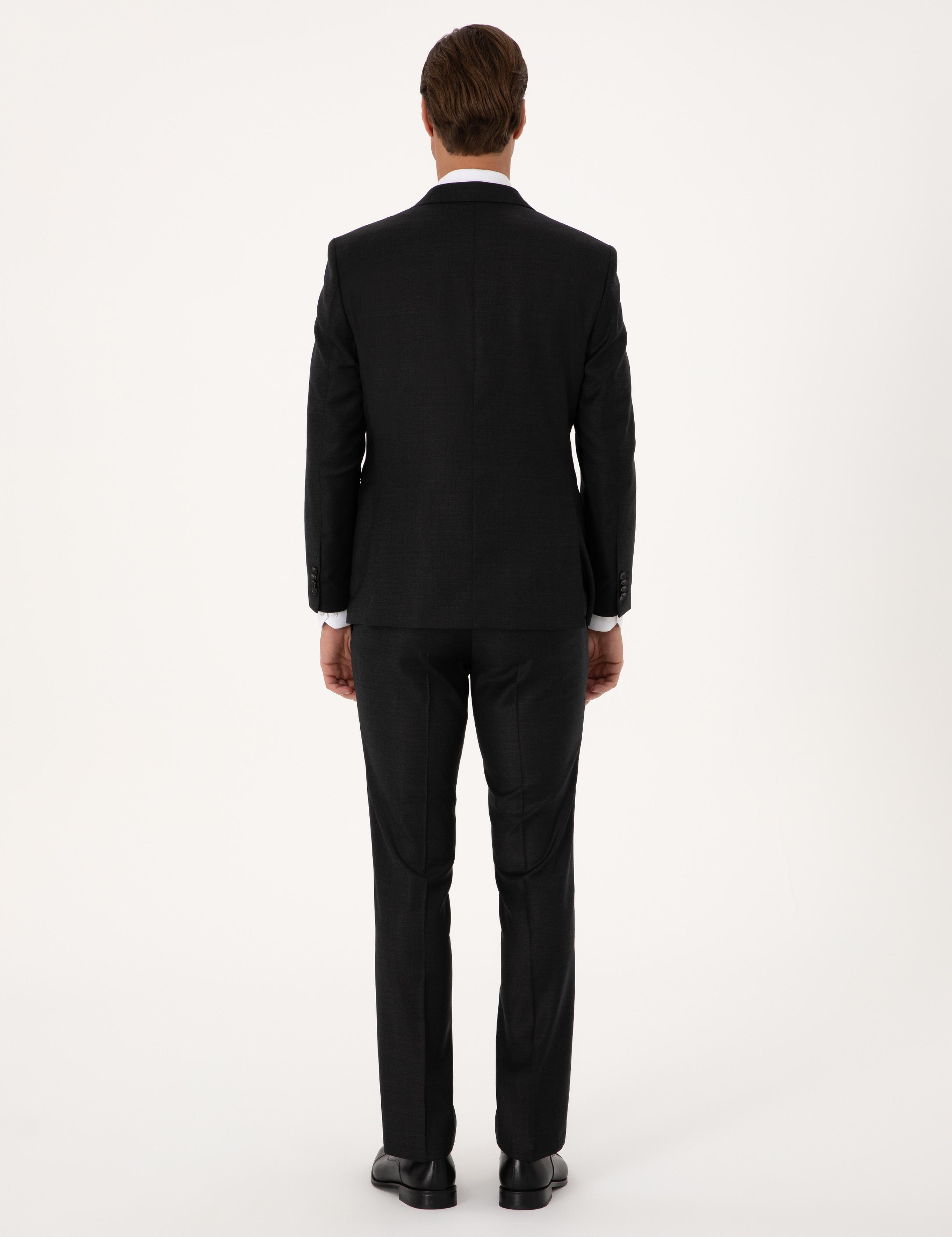 Antrasit Slim Fit Yün Kaşmir Karışımlı Takım Elbise