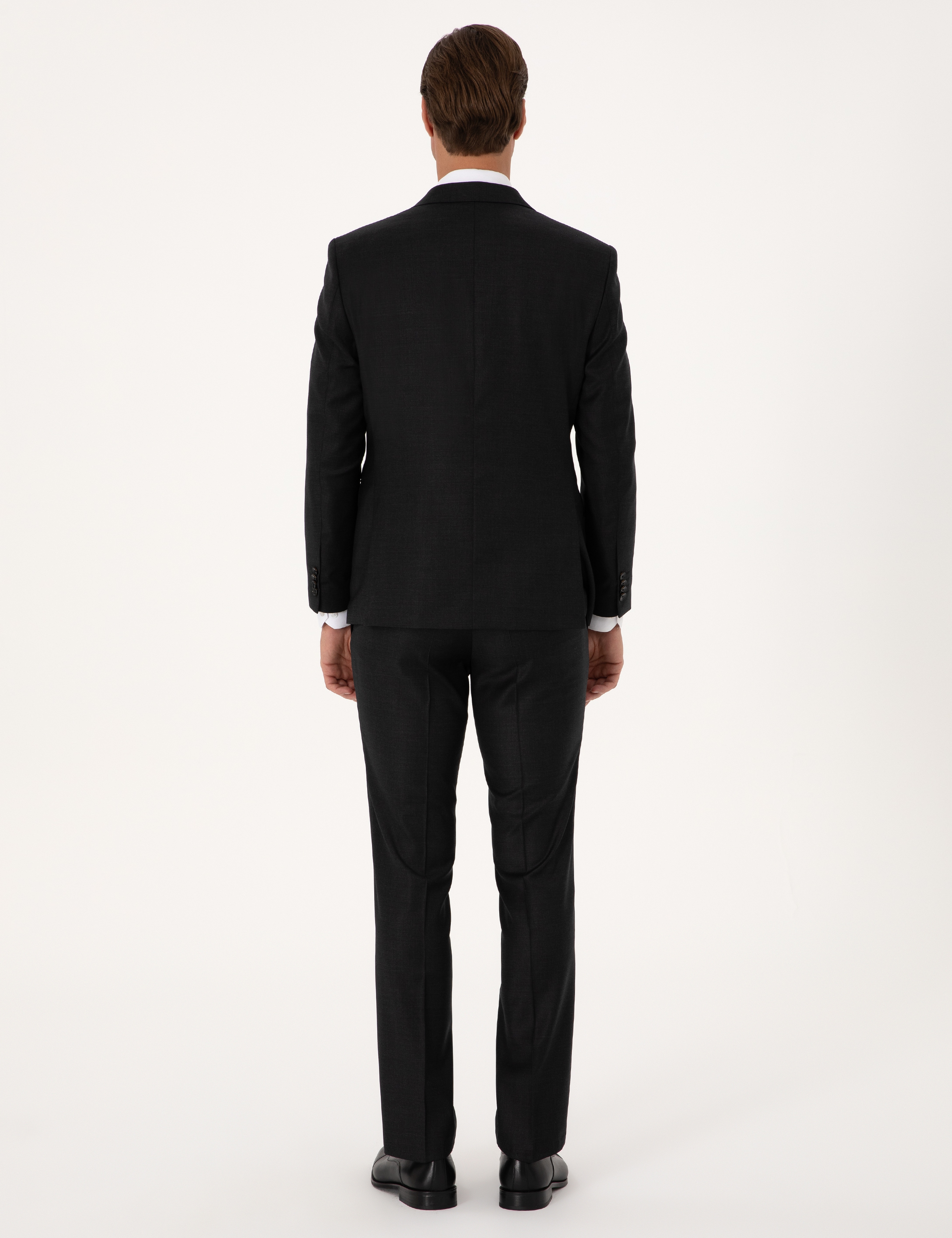 Antrasit Slim Fit Yün Kaşmir Karışımlı Takım Elbise