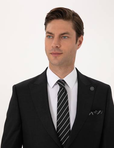 Antrasit Slim Fit Yün Kaşmir Karışımlı Takım Elbise