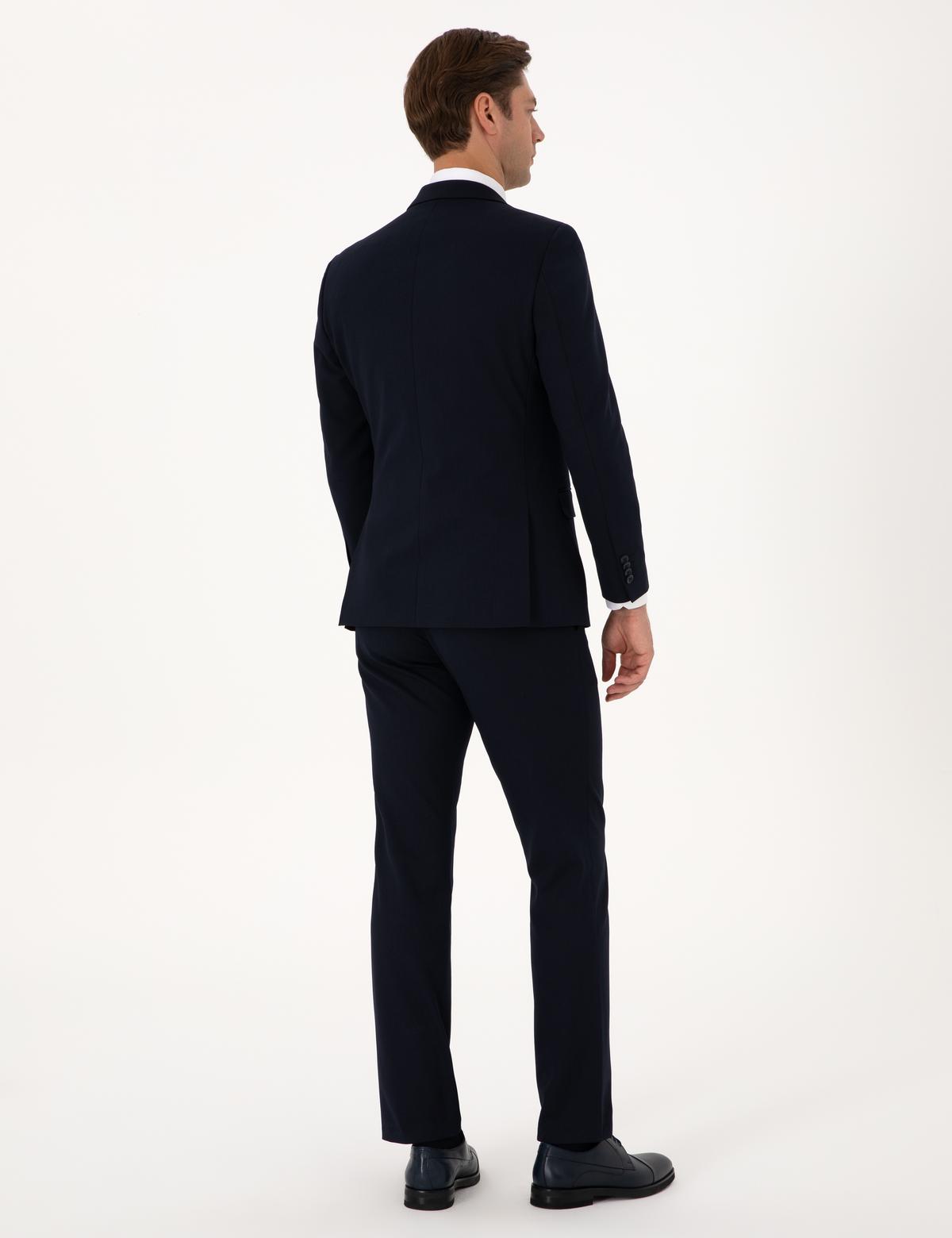 Lacivert Slim Fit Yelekli Takım Elbise - 50316782080