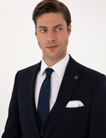 Lacivert Slim Fit Yelekli Takım Elbise - 50316782080