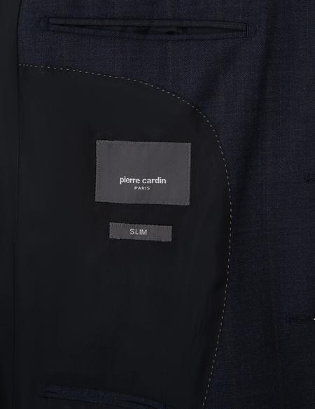 Lacivert Slim Fit %100 Yün Çizgili Takım Elbise - 50311210026