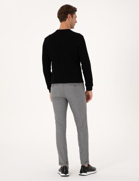 Gri Slim Fit Kordonlu Kanvas Pantolon - 50310829136