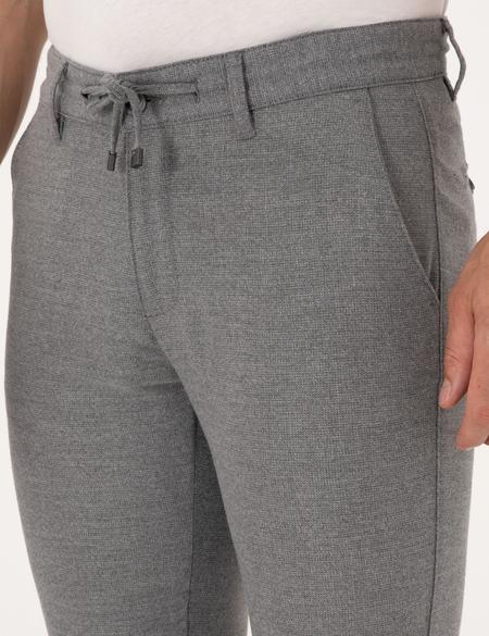 Gri Slim Fit Kordonlu Kanvas Pantolon - 50310829136