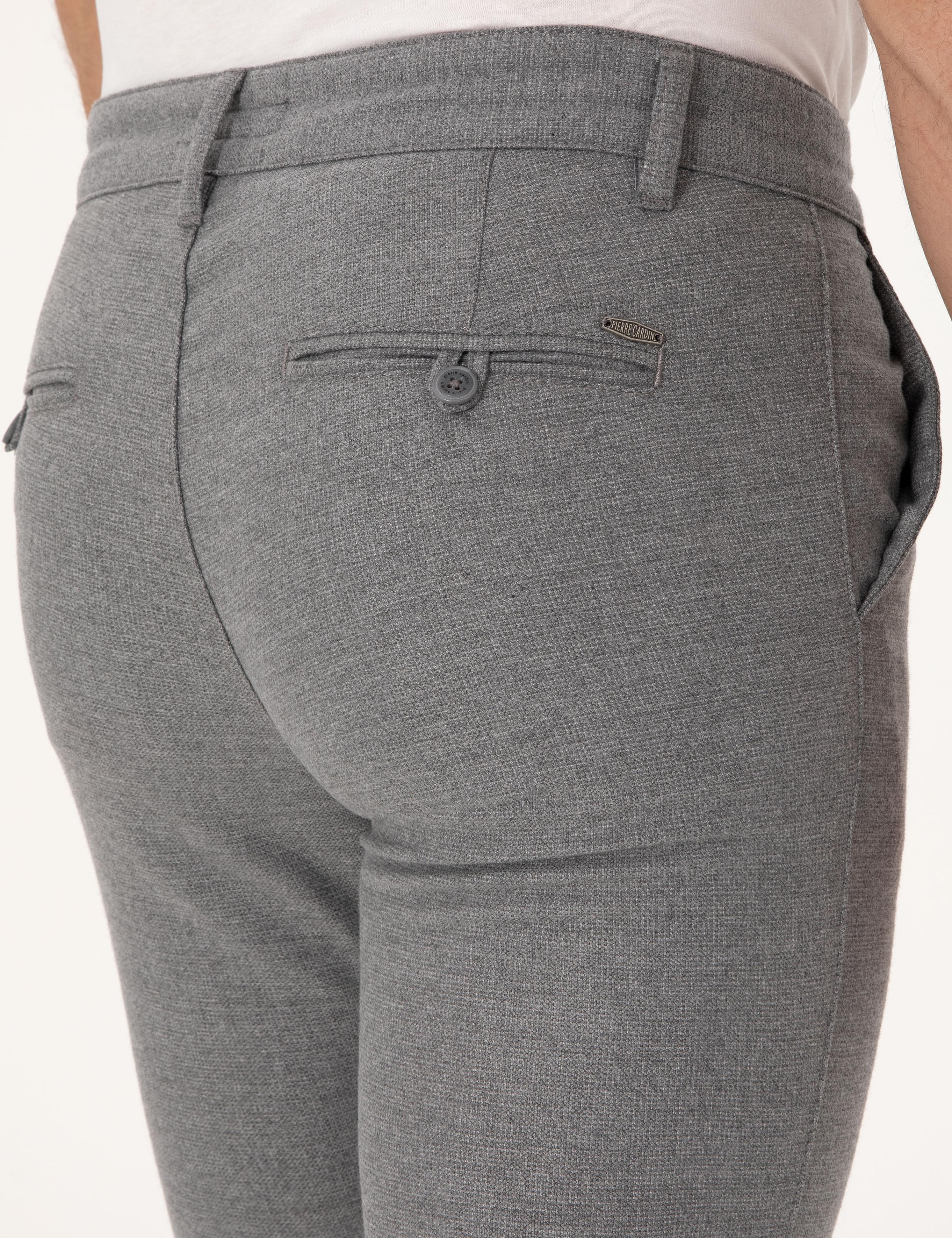 Gri Slim Fit Kordonlu Kanvas Pantolon