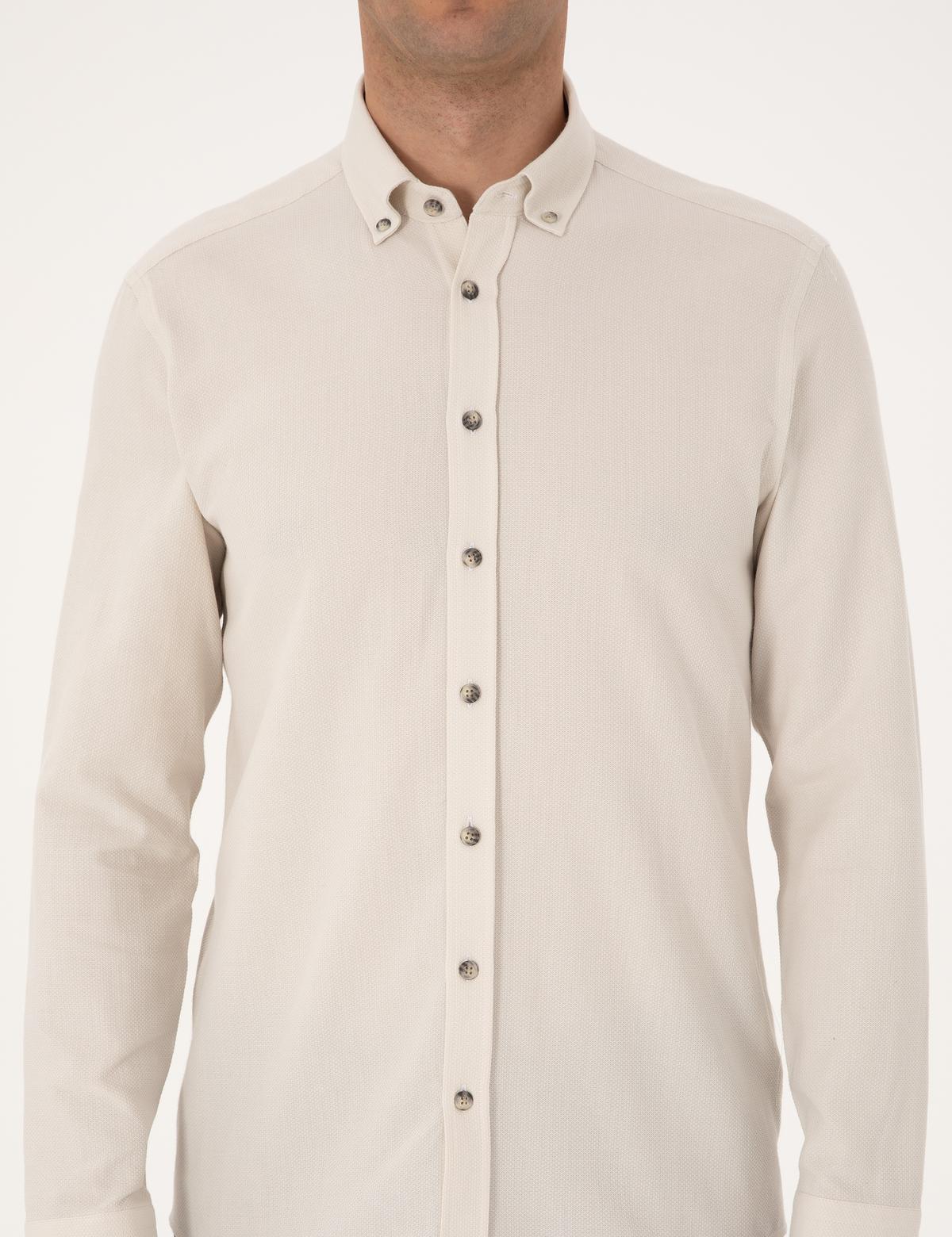 Bej Slim Fit Uzun Kollu Gömlek - 50311562015