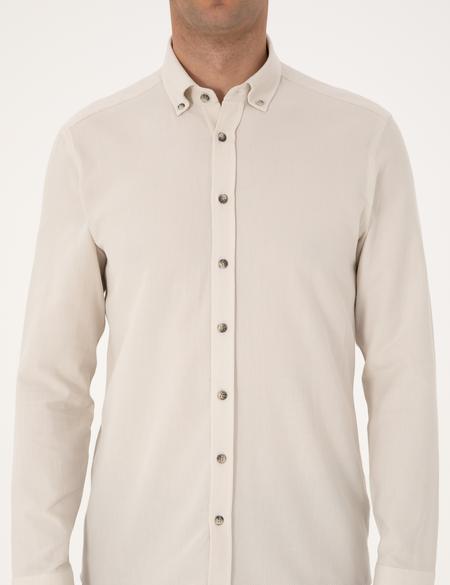 Bej Slim Fit Uzun Kollu Gömlek - 50311562015