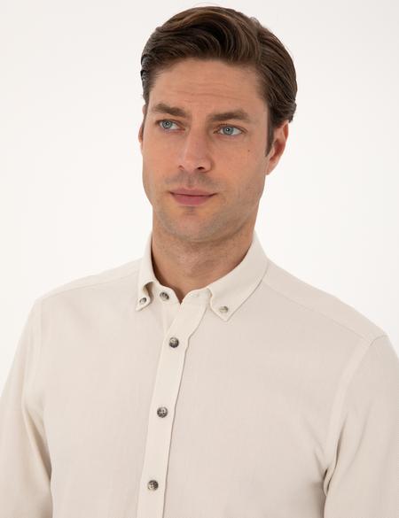Bej Slim Fit Uzun Kollu Gömlek - 50311562015