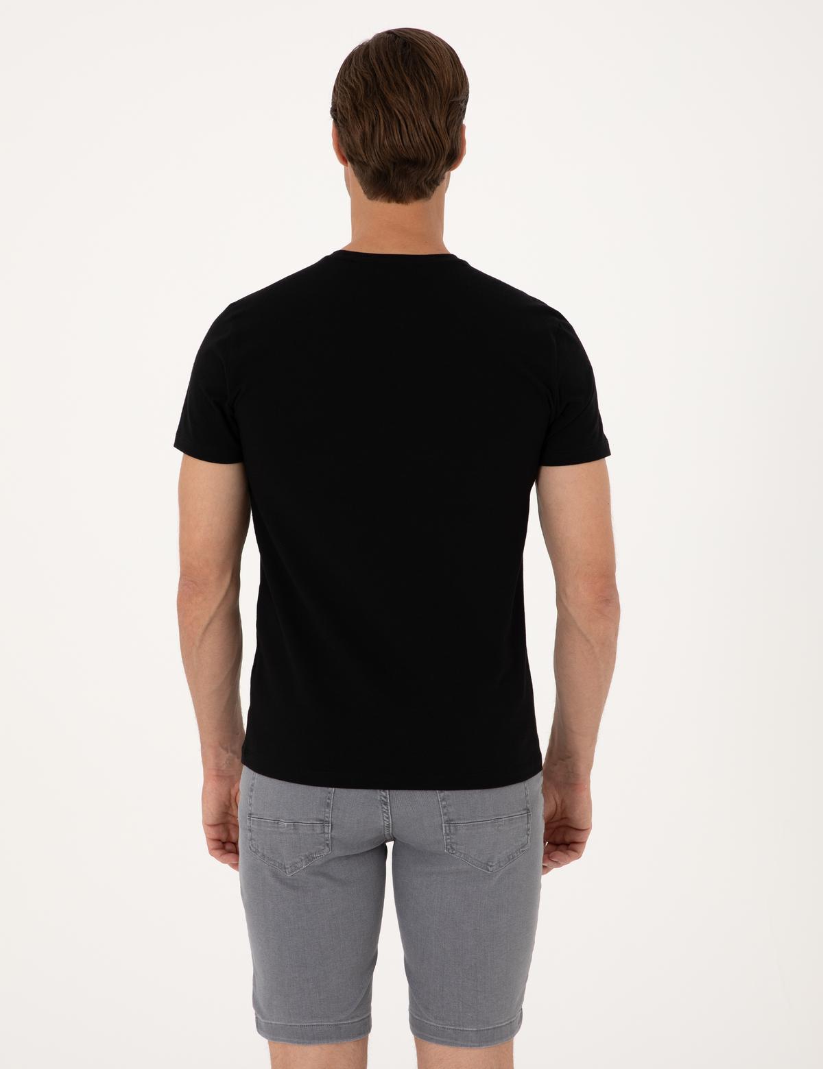 Siyah Slim Fit Tişört - 50312299016