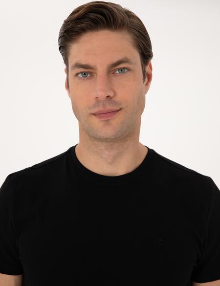 Siyah Slim Fit Tişört - 50312299016